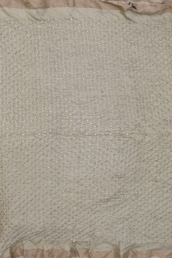 Bandhani Silk Saree In Light Khaki With Tie And Dye Design