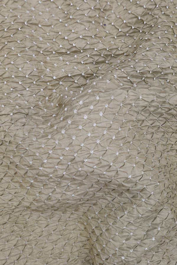 Bandhani Silk Saree In Light Khaki With Tie And Dye Design