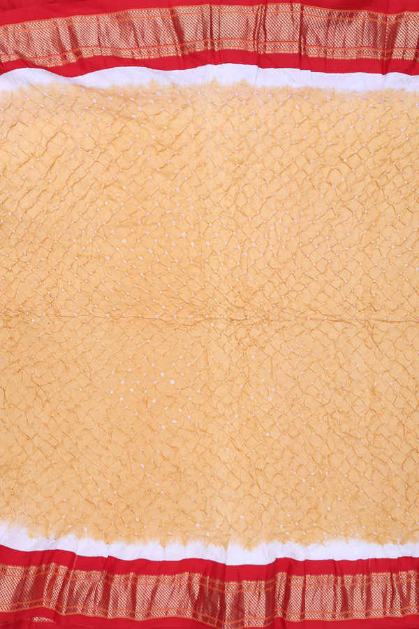 Bandhani Silk Saree In Light Orange With Tie And Dye Design
