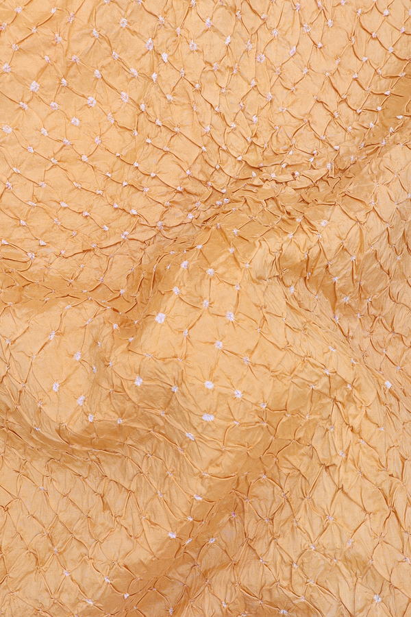 Bandhani Silk Saree In Light Orange With Tie And Dye Design