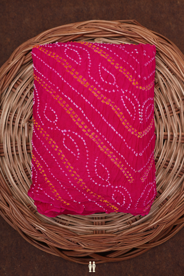 Bandhani Silk Saree In Magenta With Floral Design