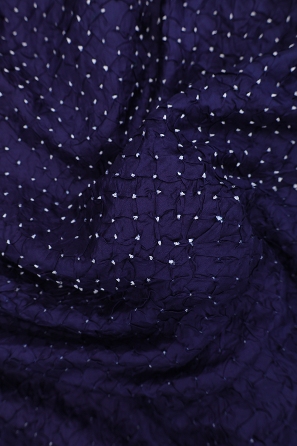 Bandhani Silk Saree In Navy Blue With Tie And Dye Design