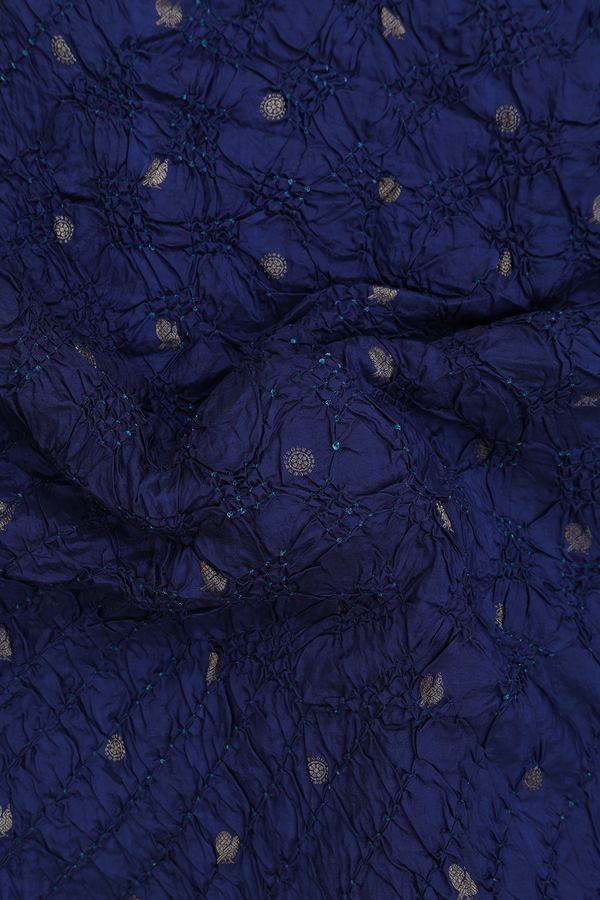 Bandhani Silk Saree In Oxford Blue With Tie And Dye Design