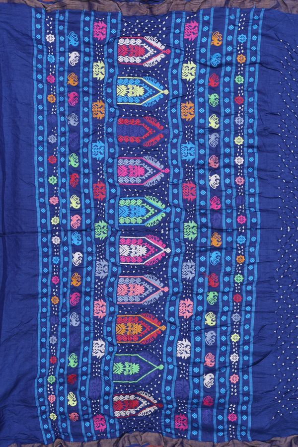 Bandhani Silk Saree In Oxford Blue With Tie And Dye Design