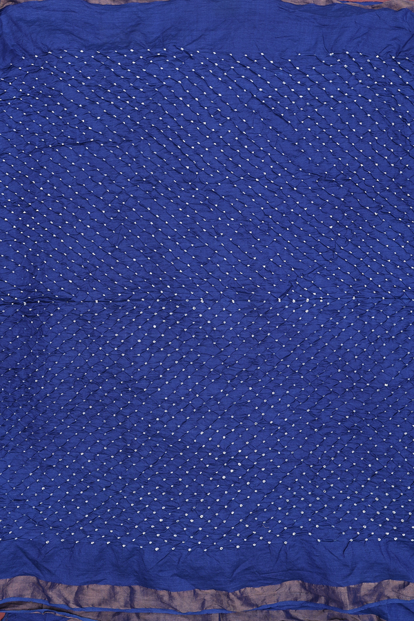 Bandhani Silk Saree In Oxford Blue With Tie And Dye Design