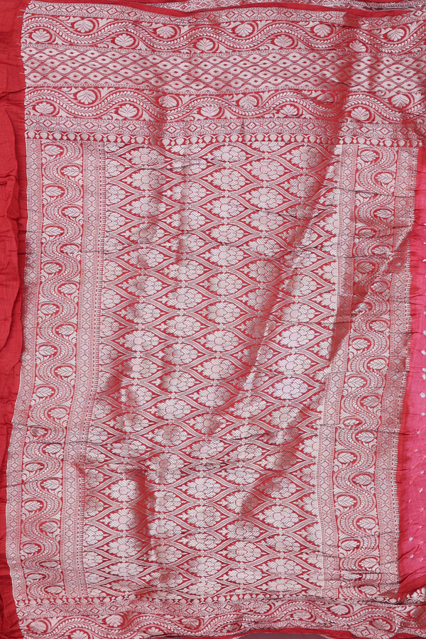 Bandhani Silk Saree In Pink With Tie And Dye Design