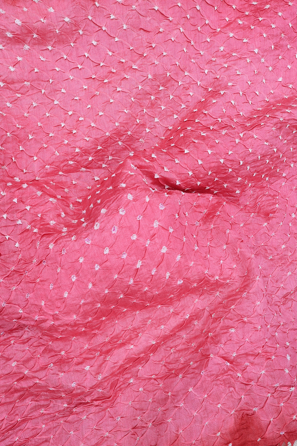 Bandhani Silk Saree In Pink With Tie And Dye Design