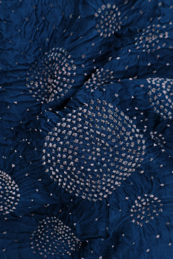 Bandhani Silk Saree In Prussian Blue With Tie And Dye Design