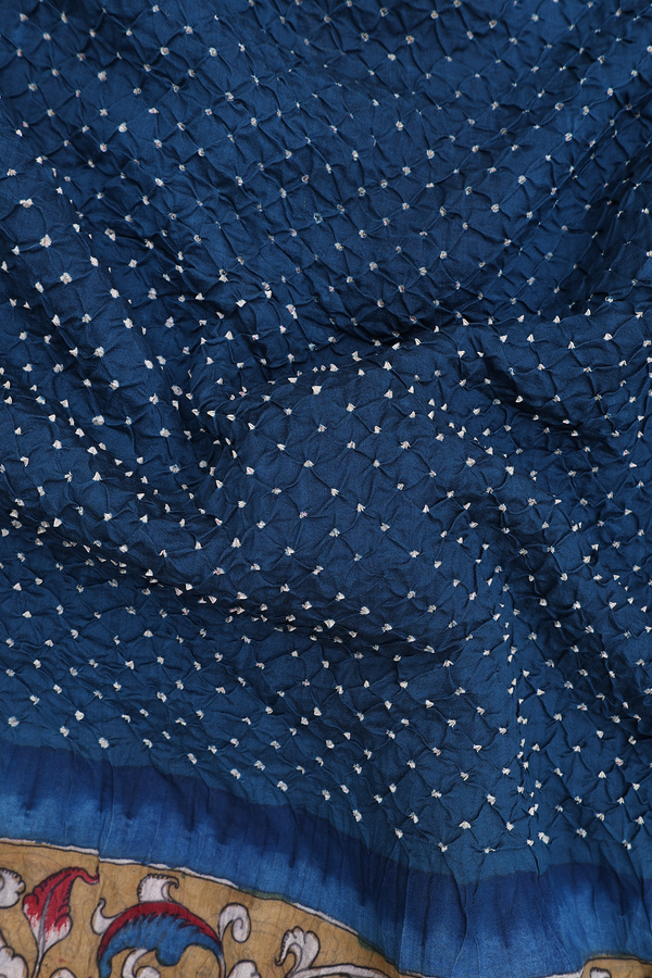 Bandhani Silk Saree In Prussian Blue With Tie And Dye Design