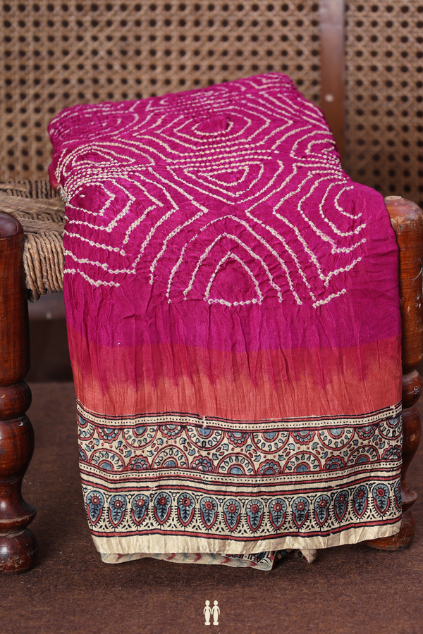 Bandhani Silk Saree In Purple Rose With Allover Design