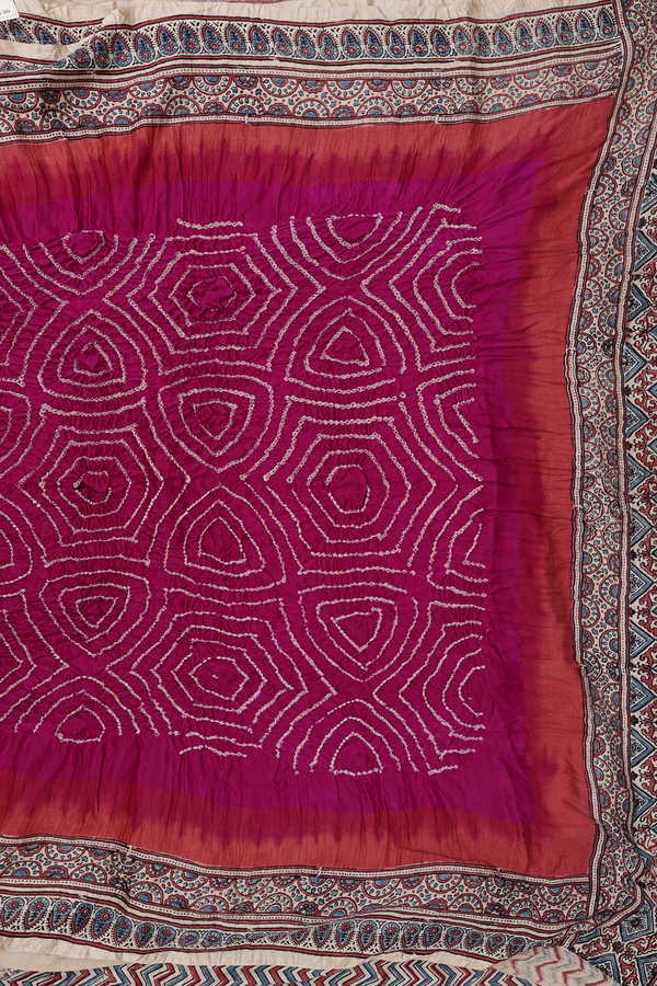 Bandhani Silk Saree In Purple Rose With Allover Design