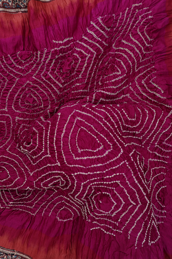 Bandhani Silk Saree In Purple Rose With Allover Design