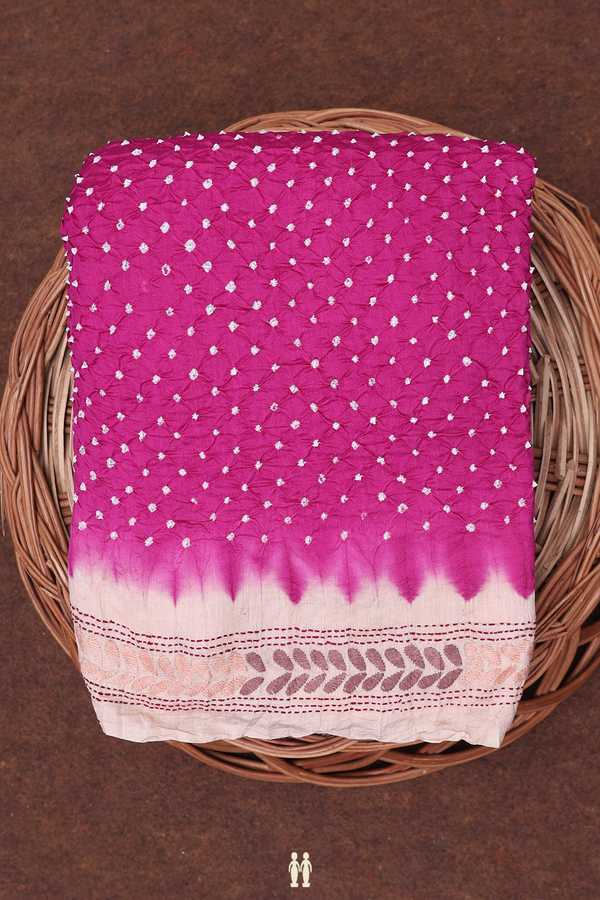 Bandhani Silk Saree In Purple Rose With Tie And Dye Design