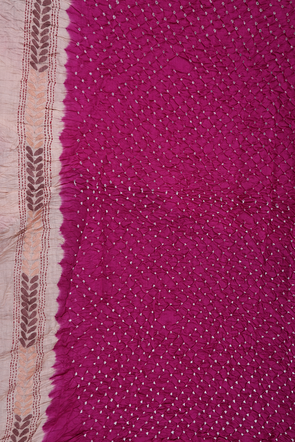 Bandhani Silk Saree In Purple Rose With Tie And Dye Design