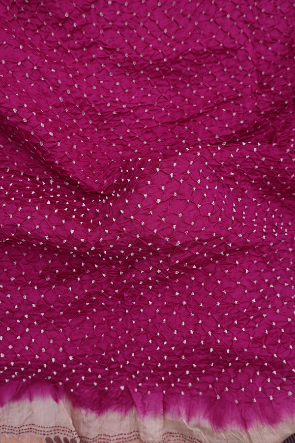 Bandhani Silk Saree In Purple Rose With Tie And Dye Design