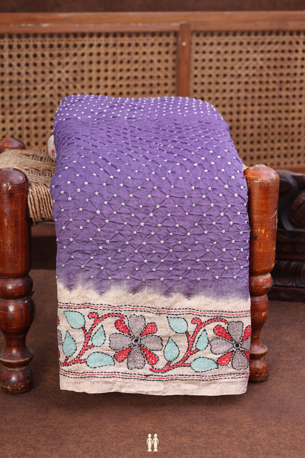 Bandhani Silk Saree In Purple With Tie And Dye Design
