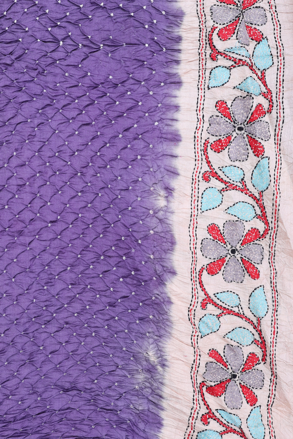 Bandhani Silk Saree In Purple With Tie And Dye Design