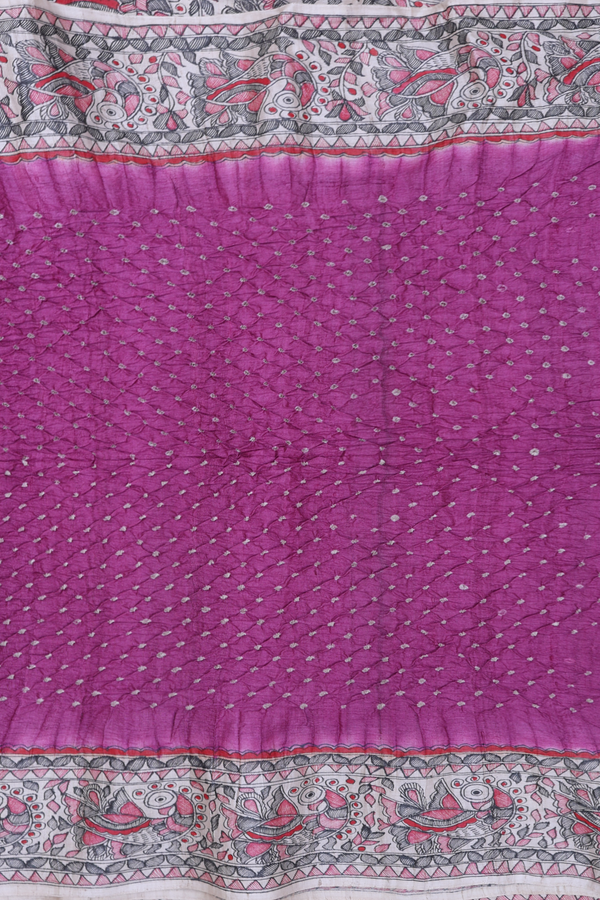 Bandhani Silk Saree In Purple With Tie And Dye Design