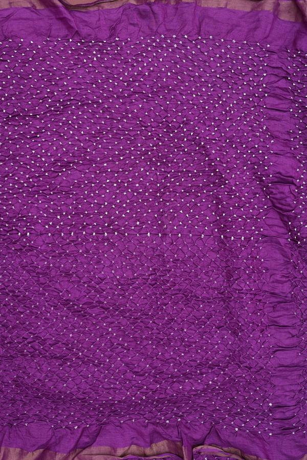 Bandhani Silk Saree In Purple With Tie And Dye Design