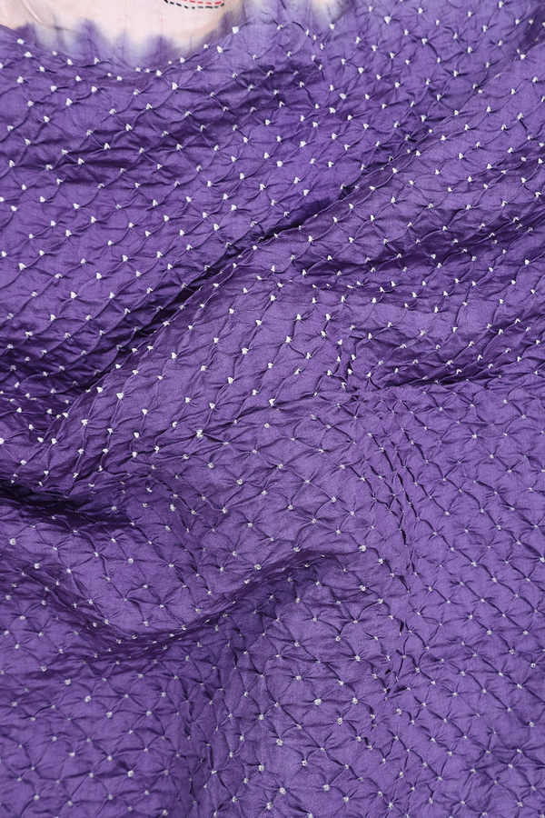 Bandhani Silk Saree In Purple With Tie And Dye Design