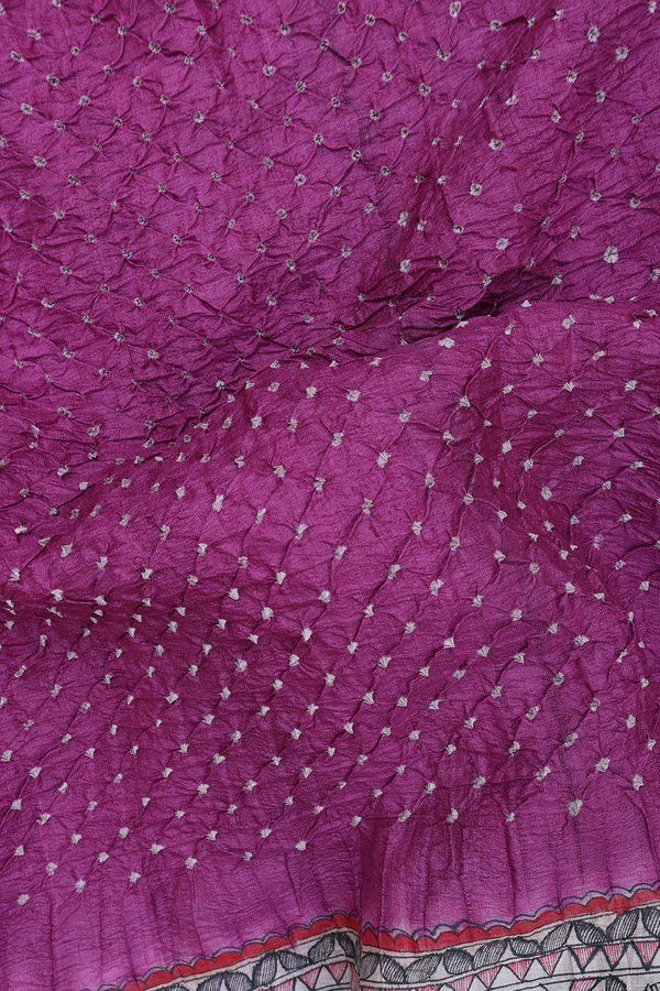 Bandhani Silk Saree In Purple With Tie And Dye Design