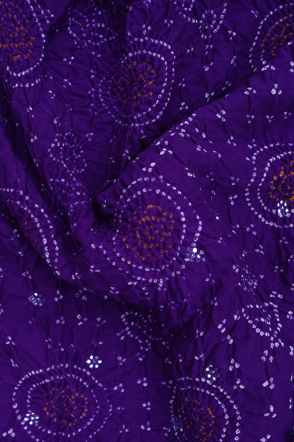Bandhani Silk Saree In Purple With Tie And Dye Design