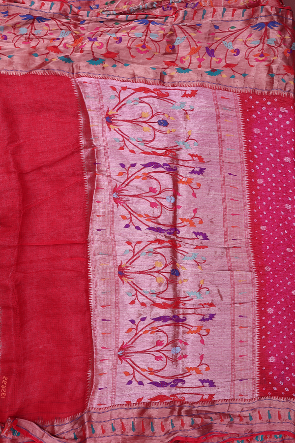 Bandhani Silk Saree In Rani Pink With Tie And Dye Design