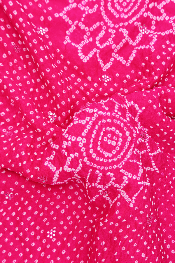 Bandhani Silk Saree In Rani Pink With Tie And Dye Design