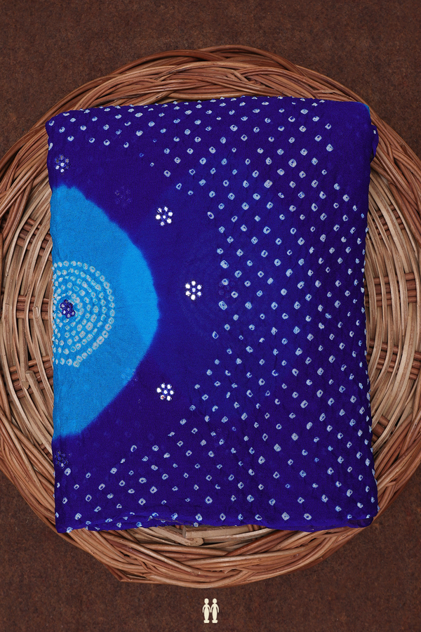 Bandhani Silk Saree In Royal Blue With Allover Design
