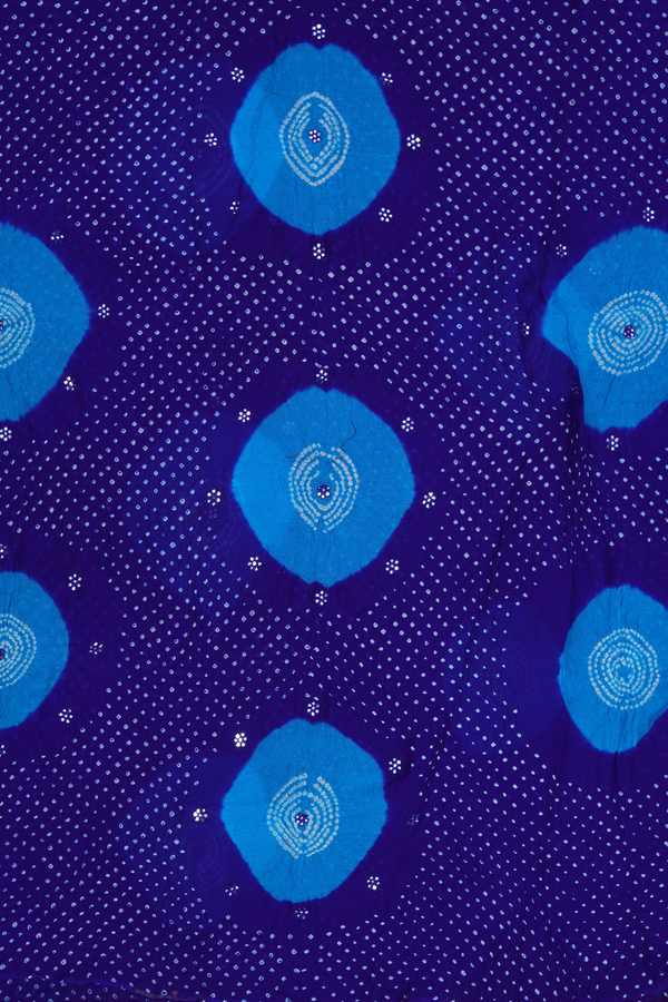 Bandhani Silk Saree In Royal Blue With Allover Design