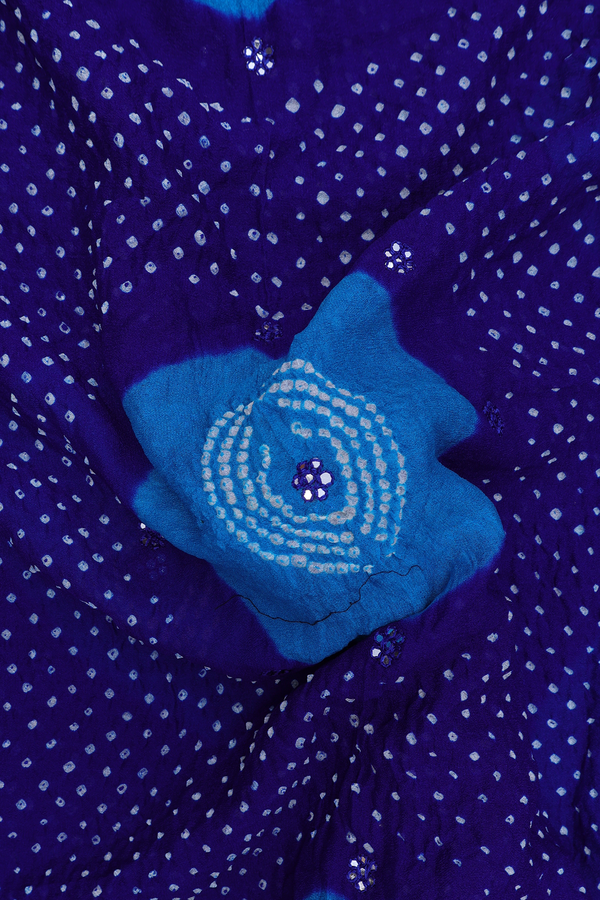 Bandhani Silk Saree In Royal Blue With Allover Design