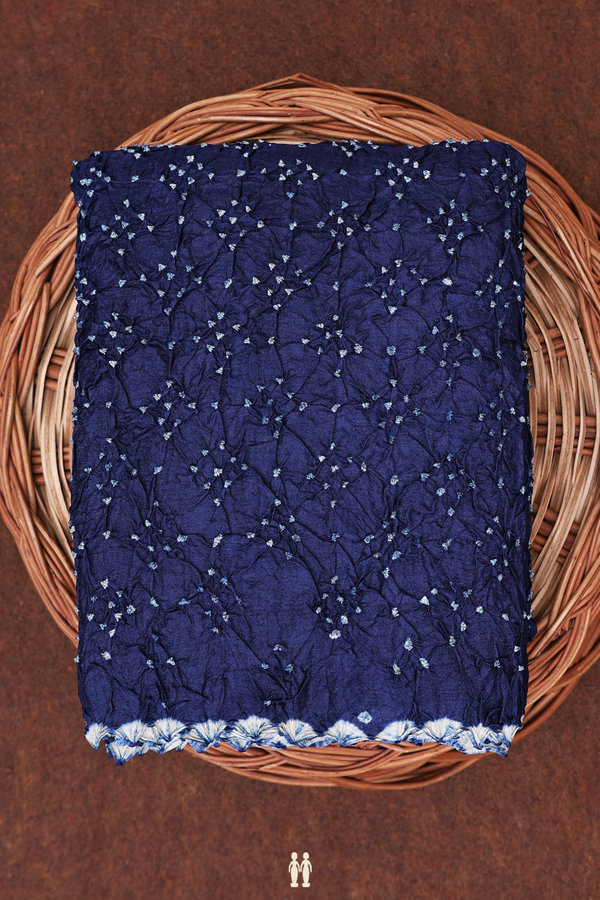 Bandhani Silk Saree In Royal Blue With Tie And Dye Design