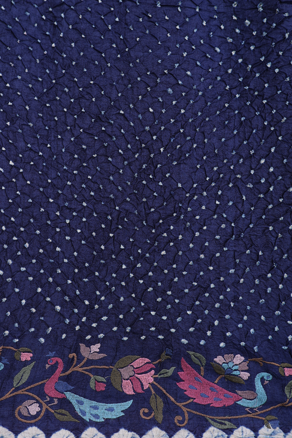 Bandhani Silk Saree In Royal Blue With Tie And Dye Design