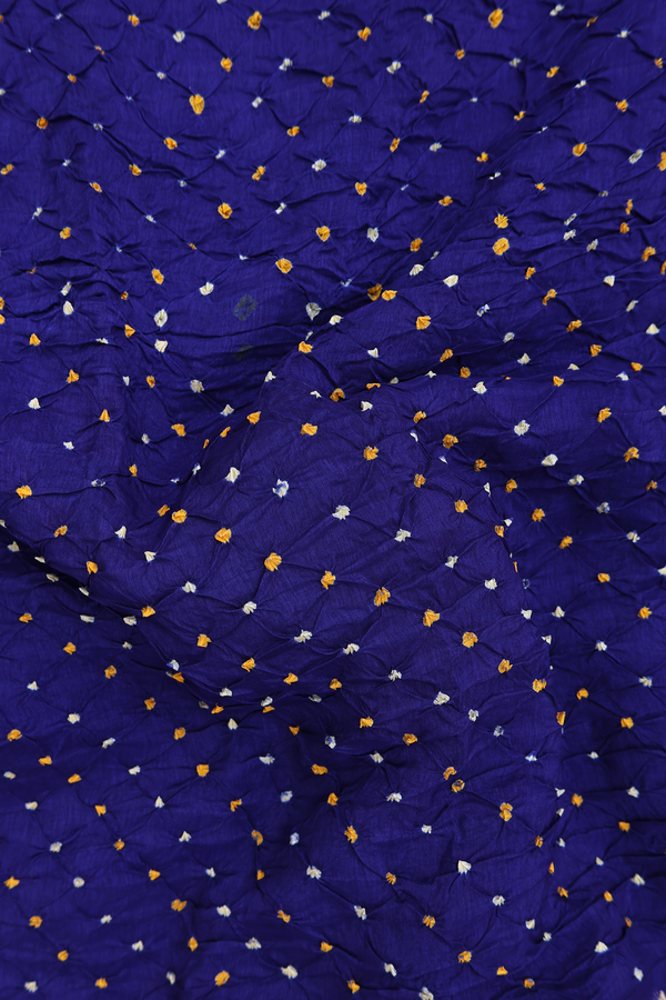 Bandhani Silk Saree In Royal Blue With Tie And Dye Design