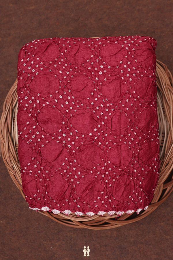 Bandhani Silk Saree In Rust Red With Tie And Dye Design