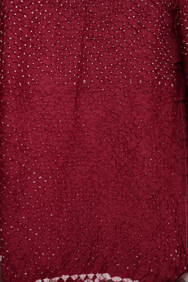 Bandhani Silk Saree In Rust Red With Tie And Dye Design
