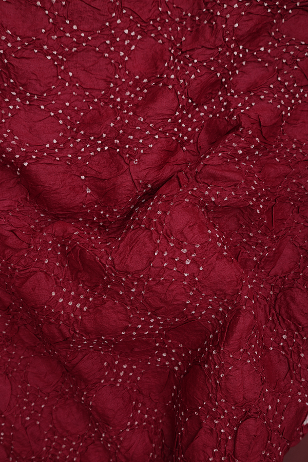 Bandhani Silk Saree In Rust Red With Tie And Dye Design