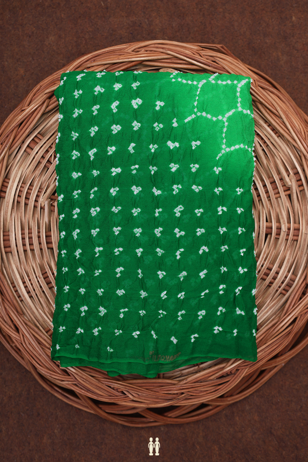 Bandhani Silk Saree In Shades Of Green With Allover Design