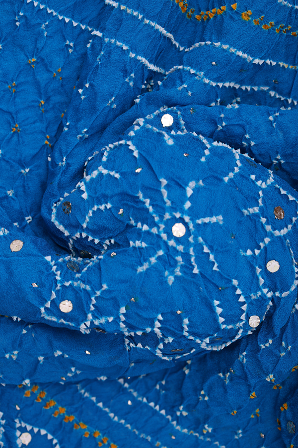 Bandhani Silk Saree In Sky Blue With Allover Design