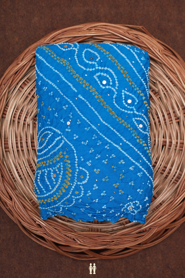 Bandhani Silk Saree In Sky Blue With Allover Design