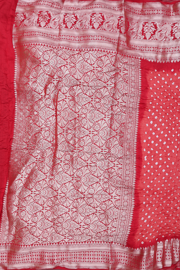 Bandhani Silk Saree In Spiced Orange With Tie And Dye Design