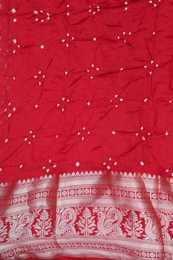 Bandhani Silk Saree In Spiced Orange With Tie And Dye Design