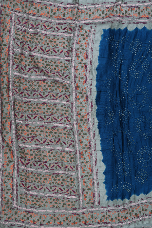 Bandhani Silk Saree In Teal Blue With Tie And Dye Design