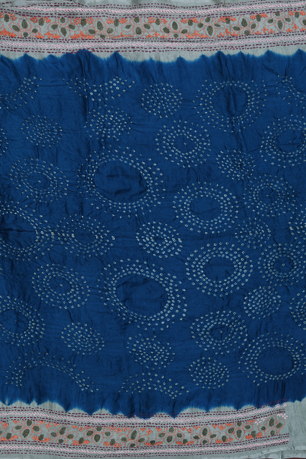 Bandhani Silk Saree In Teal Blue With Tie And Dye Design