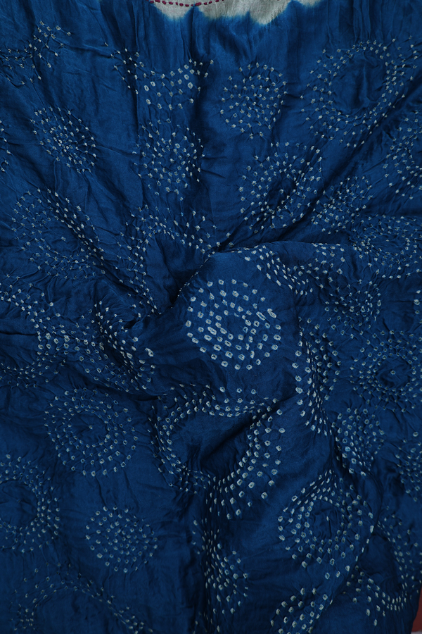 Bandhani Silk Saree In Teal Blue With Tie And Dye Design