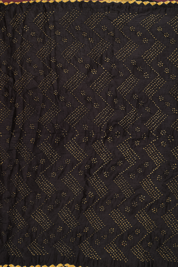 Bandhani Silk Saree In Dark Olive Green With Tie And Dye Design