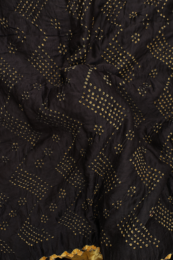 Bandhani Silk Saree In Dark Olive Green With Tie And Dye Design