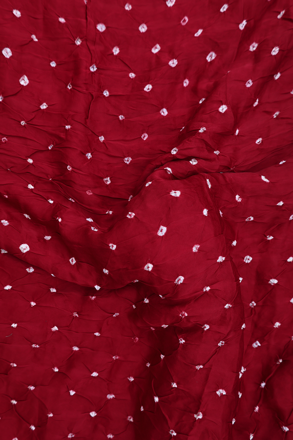 Bandhani Silk Saree Red With Tie And Dye Design