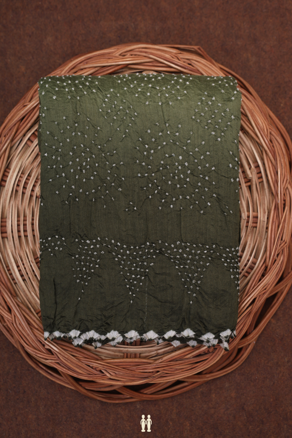 Bandhani Silk Saree Shades Of Green With Tie And Dye Design