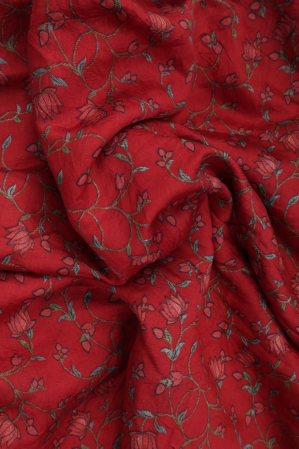 Bandhani Silk Saree Vermillion Red With Floral Printed Design
